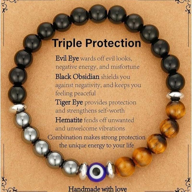 Natürliches Obsidian Tigerauge Magnetisches Stretch-Armband Verstellbares Handgefertigtes Perlen-Armband Für Wellness