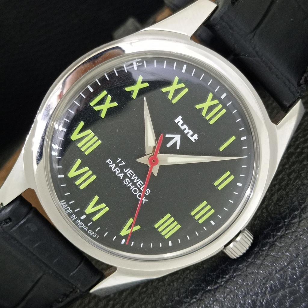 

HAND-WINDING VINTAGE HMT INDIAN MENS BLACK COLOR DIAL WATCH a441011-4 HT-a441011