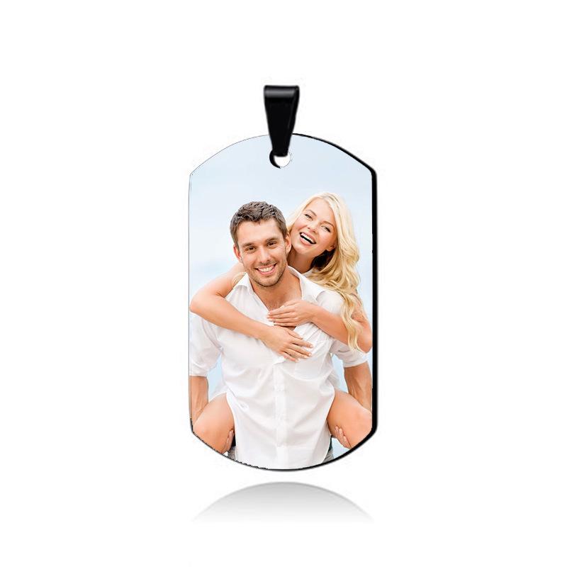 Personalized Stainless Steel Military Tag Photo Necklace with Laser Engraving for Couples