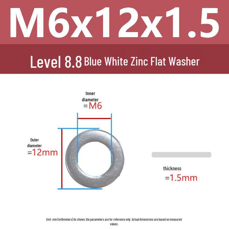 

Yigu High-Strength Blue White Zinc Flat Washer, Extra Thick, Enlarged, M6-M20