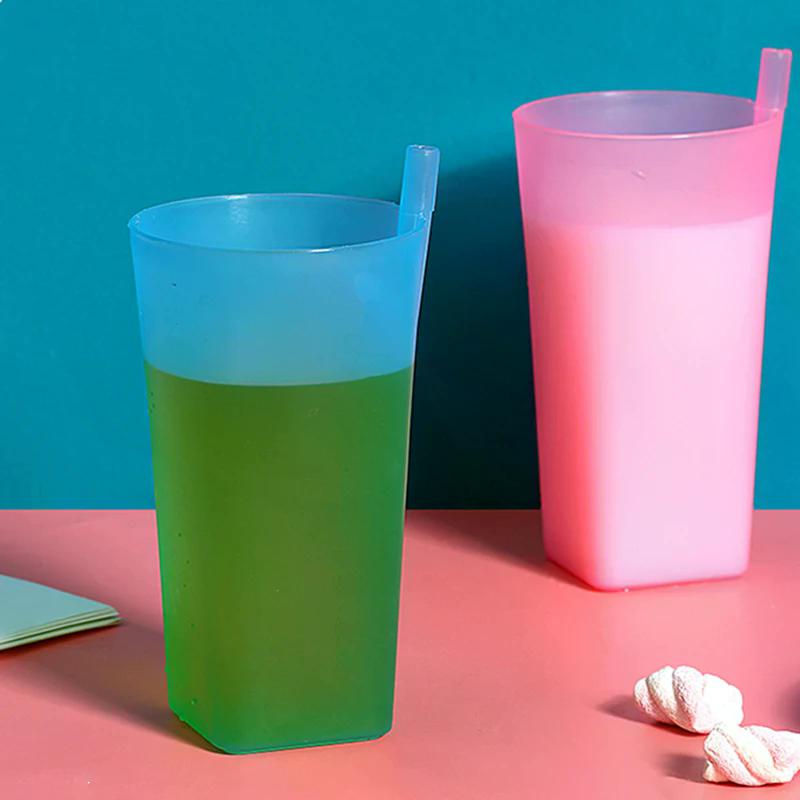 Children Infant Baby Sip Cup With Built In Straw Mug Drink Kids Water Bottle Food-grade Plastic Integrated Straw Cup
