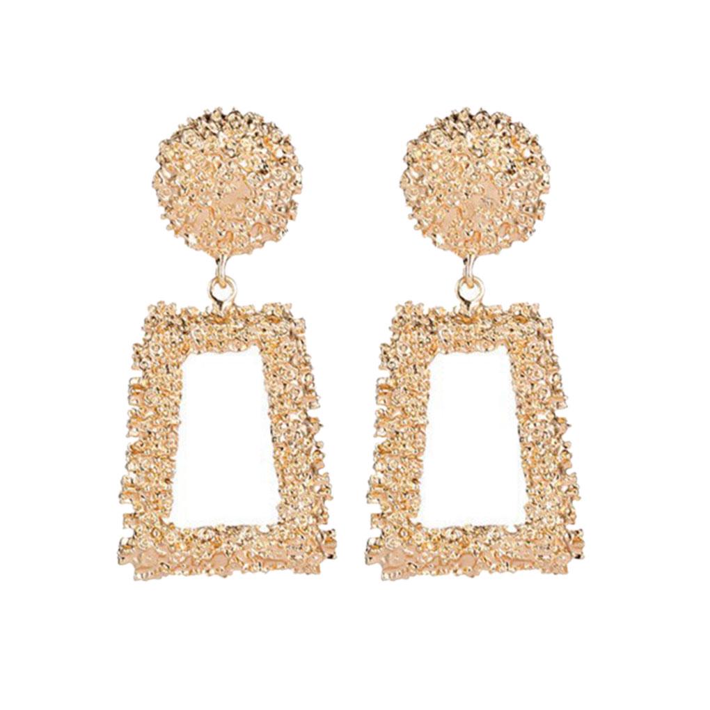 

1 пара преувеличенных висячих серег для вечеринки, женские серьги-гвоздики из сплава, геометрические, трапециевидные, винтажные, богемные золотой