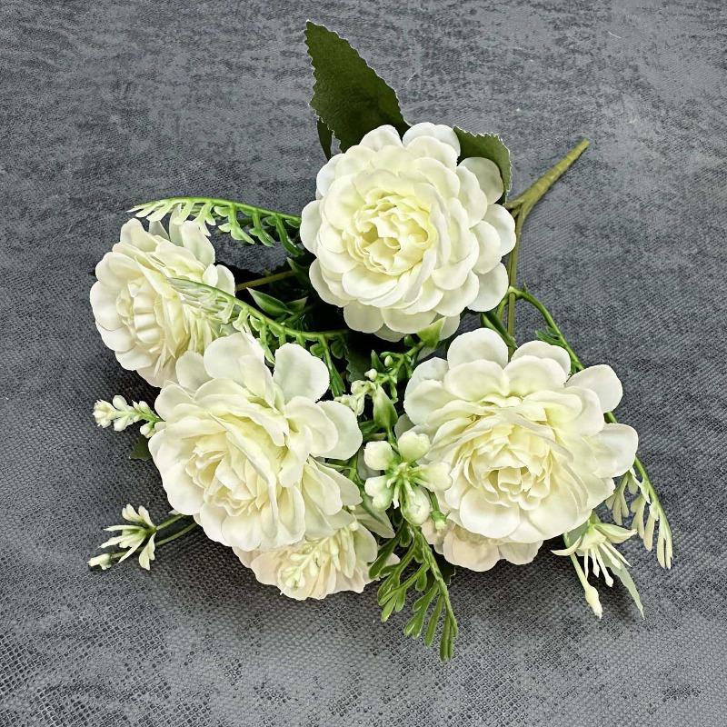 Simulated 7-head Hibiscus Rose Bouquet for Home Decoration, Wedding Scene Arrangement, Handcrafted Artificial Flower Ornaments