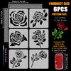 6Pcs 6 Styles PET Hollow Out Drawing Painting Stencils for DIY Scrapbook Photo Album June Rose 150x150mm 1pc/style