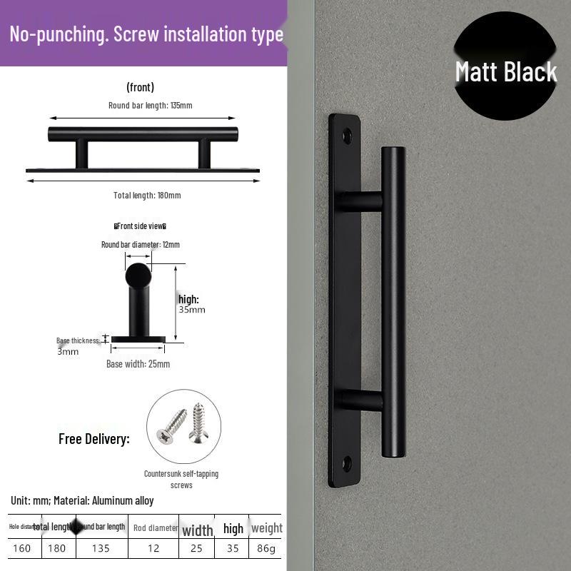 White Self-Adhesive Push-Pull Handle for Glass Sliding Doors and Drawers