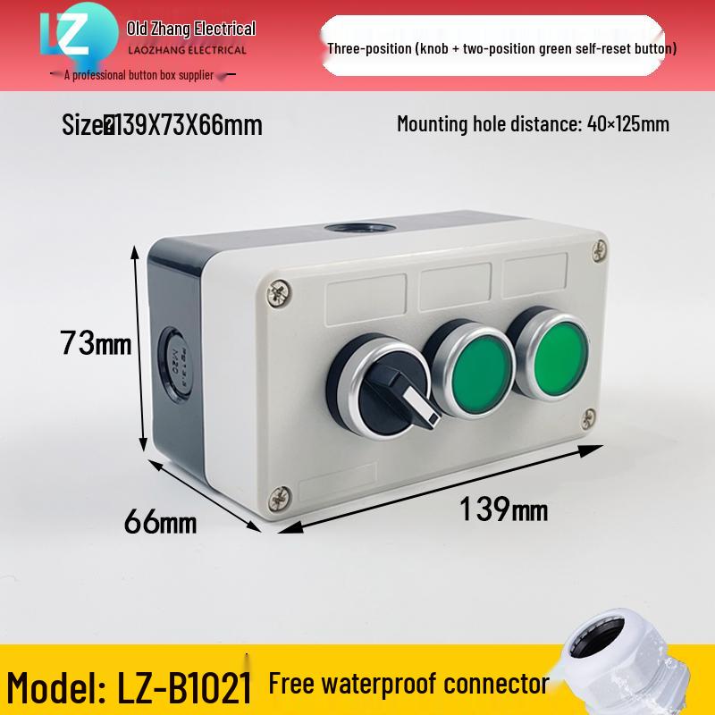 IP65 Waterproof Button Box with Emergency Stop & Indicator Light - 12345-Hole Plastic Enclosure