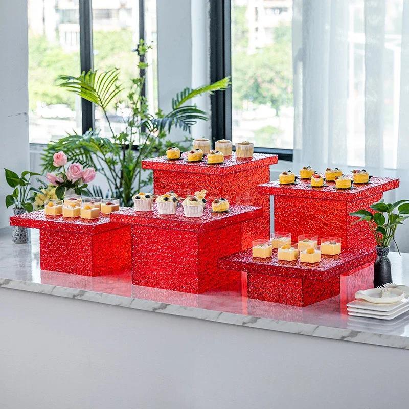 Food Display Rack Acrylic Cold Meal Hotel Business Tea Break Platform Ornament Set Cake Display Rack Dessert Table Buffet Table