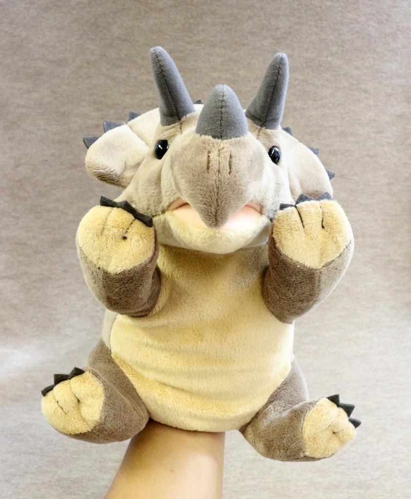 Take-Off Triceratops Hand Puppet, 13.5" H x 4.7" W x 7.7" D, Polyester