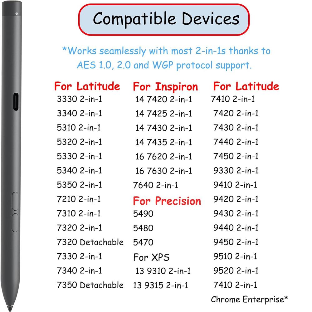 For XPS 9310 93515 2-In-1 Active Stylus Pen PN5122W F5NFM