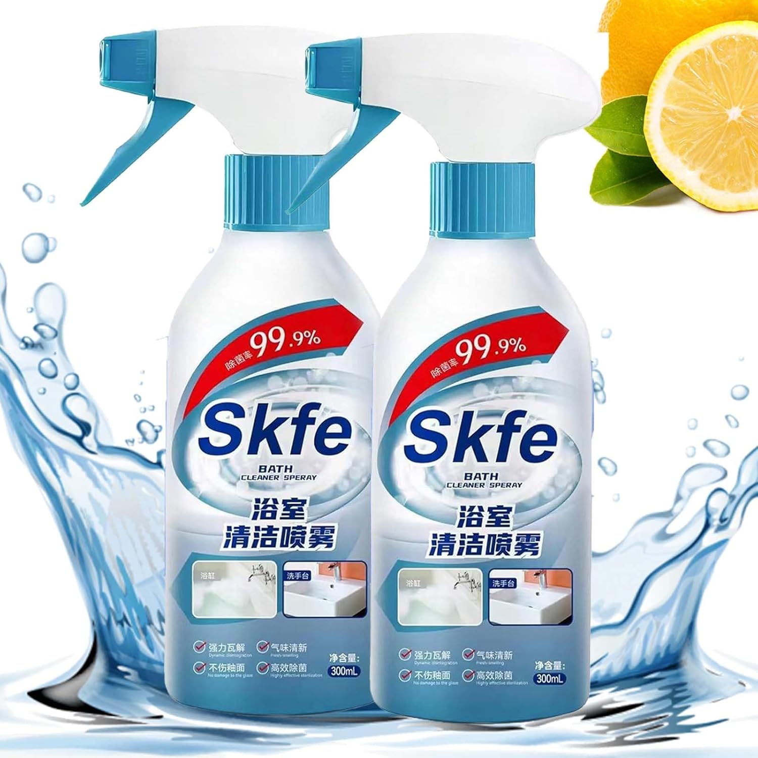 Skfe Cleaner, 2024 New Skfe Bath Cleaner Spray, Skfe Bathroom Cleaner, Skfe Bathroom Cleaning Spray, Skfe Foam Cleaner for Toilet, Bath, Shower(2pcs)