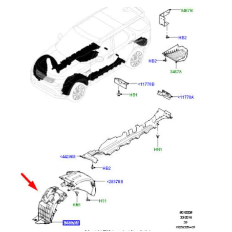 LR082848 LR082850: Compatible with Land Rover Discovery 4 Front Fender Liner.