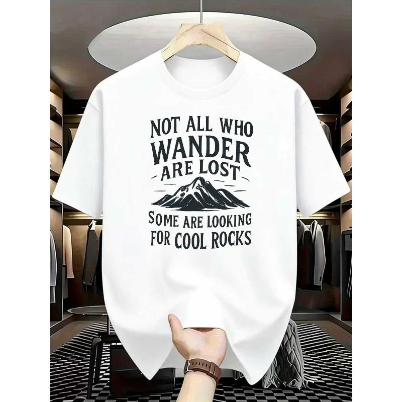 European Size Soft Breathable Fabric Men's Casual Graphic TShirt Mountain & Inspirational Quote Print Relaxed Fit Round Neck Machine Spring/Summer Top
