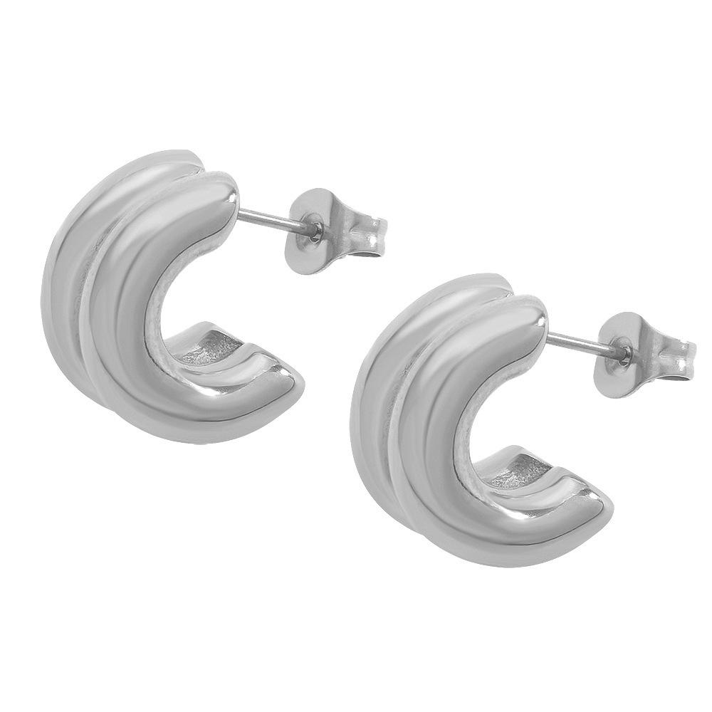Baroque Gold Color Block Geometric Earrings - Titanium Steel, Non-Fading, Elegant Accessories for Women
