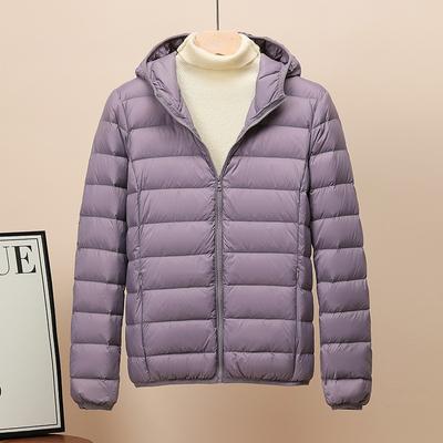 2025 New 90% White Duck Down Stand-up Collar Hooded Down Jacket Women's Short Slim-fit Large-size Winter Coat