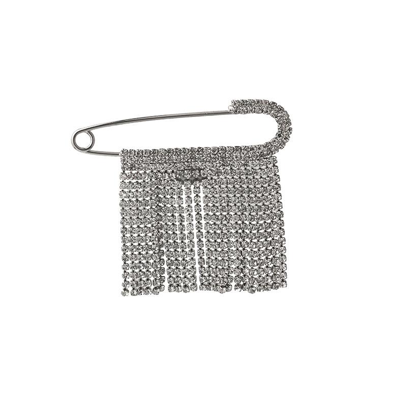 High-End Sense, Cold Wind Temperament, Fringed Chain Full Of Diamonds, Exaggerated Brooch, Fashionable Atmospheric Brooch.