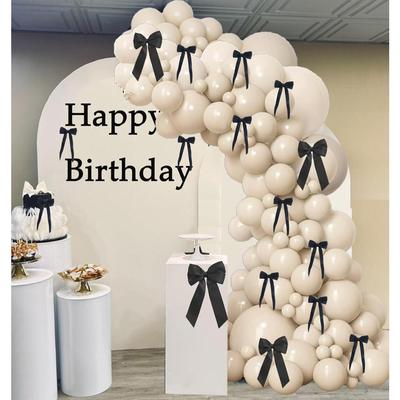 Arc Ghirlandă Baloane Bucle Kit Arc Baloane Nisip Alb, 123 Buc Baloane Albe Nude 18 Inch 12 Inch 10 Inch 5 Inch Set Cu 19 Buc Negru Co