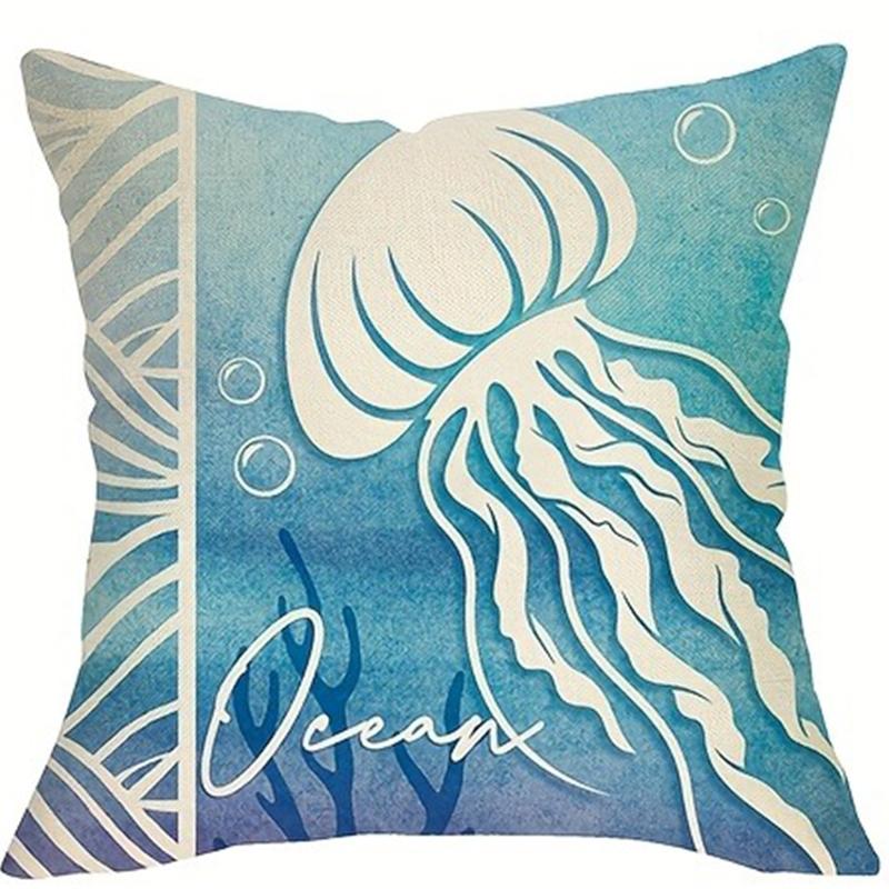 Blue Ocean Pillowcase With Turtle Shell And Scallopssuitable For Sofa Car Bedroom Decorative Cushion Cover Pillow Cover