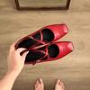 Sheepskin Version In Stock~ Retro Red Fashion Cross-buckle Ballet Shoes Comfortable Temperament Versatile Commuter Single Shoes Women