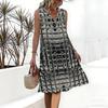 Plus Size V Neck Sleeveless Secluded Bamboo Woodland Stream Print For Casual Summer Vacation