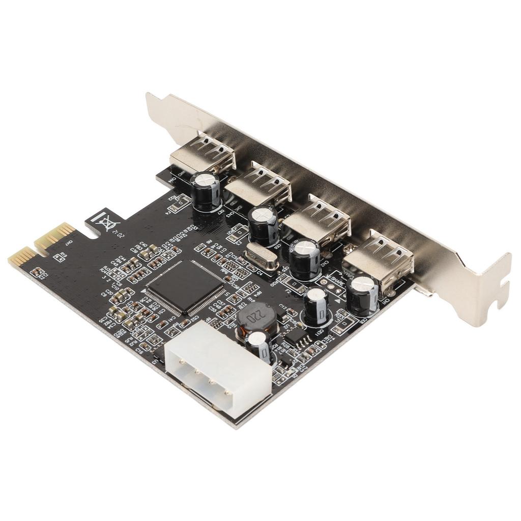 PCIe to USB2.0 Expansion Card 4 Ports 4 Pin Power 480Mb s Easy Installation USB 2.0 Expansion Card for Desktop Chassis