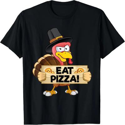 Turkey Eat Pizza Shirt Kids Adult Vegan Funny Thanksgiving T-Shirt
