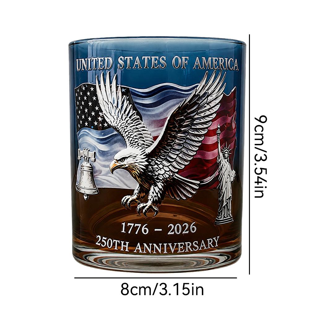 250Th Anniversary Whiskey Glass Usa Patriotic Drinking Cup American History Memorial Gift For 4Th Of July Independence Day
