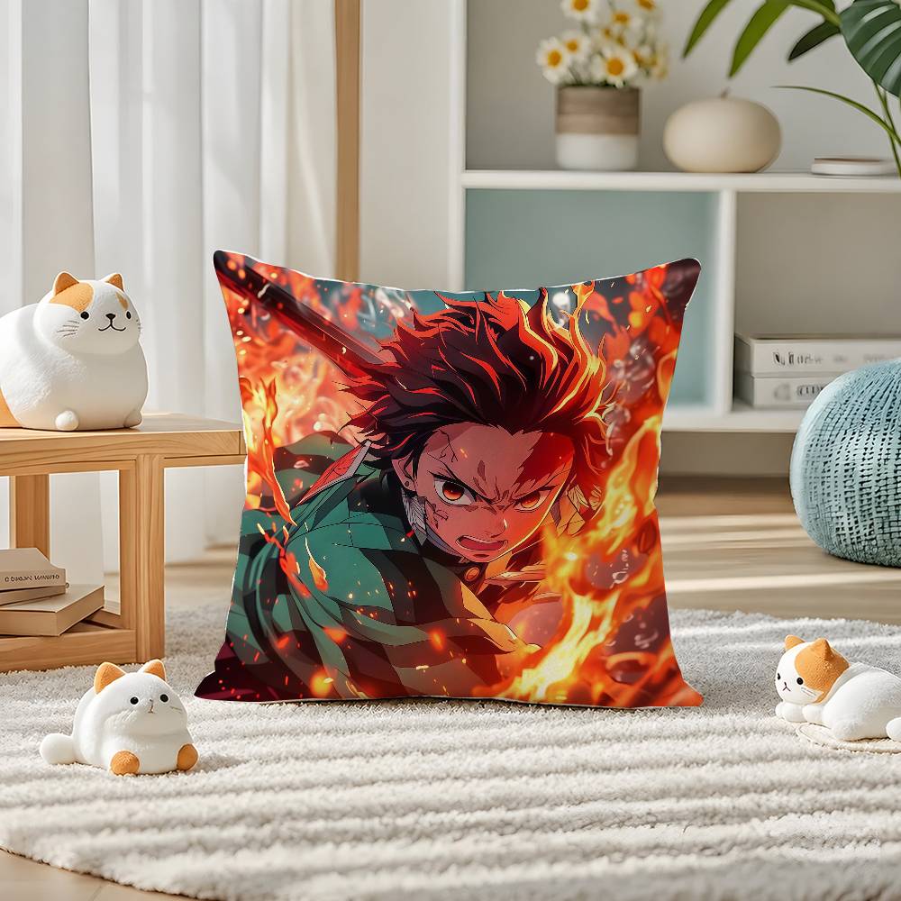 Demon Slayer Tokito Muichiro Anime Plush Pillow Cover Soft Short Plush Cushion Cover For Sofa Bedroom Home Decor Gift Decoration
