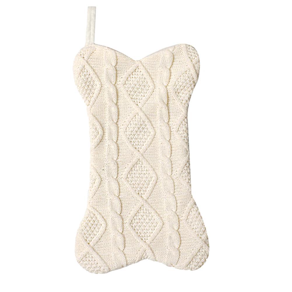 

Bone Shaped Dog Christmas Stocking Creative Christmas Large Pet Stockings Xmas Knit Stocking Ornaments Xmas Fireplace Decoration