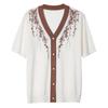 2026 Summer Ice Silk Short Sleeve Knit Cardigan for Middle-Aged and Elderly Women