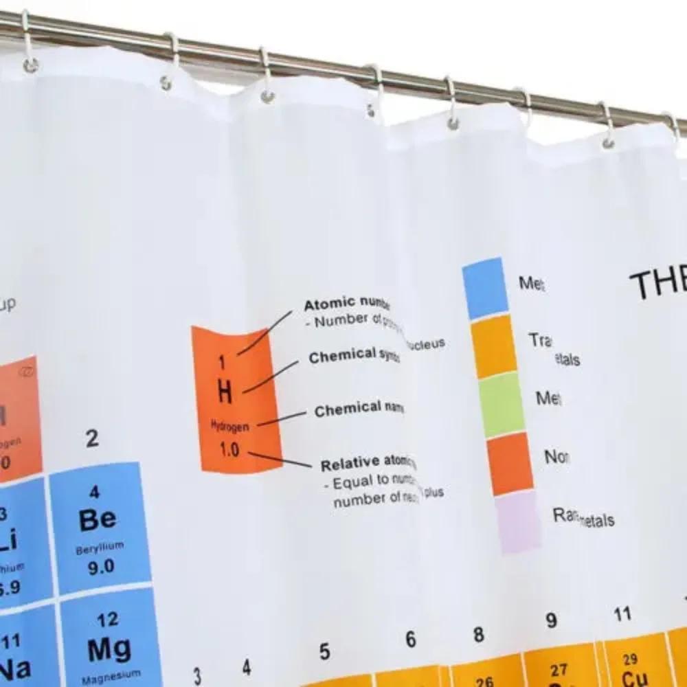 Chemical Periodic Table Stripe Polyester 1.8M Long Fabric Bath Weighted Shower Curtain Big Bang Theory Sheldon Same Curtain