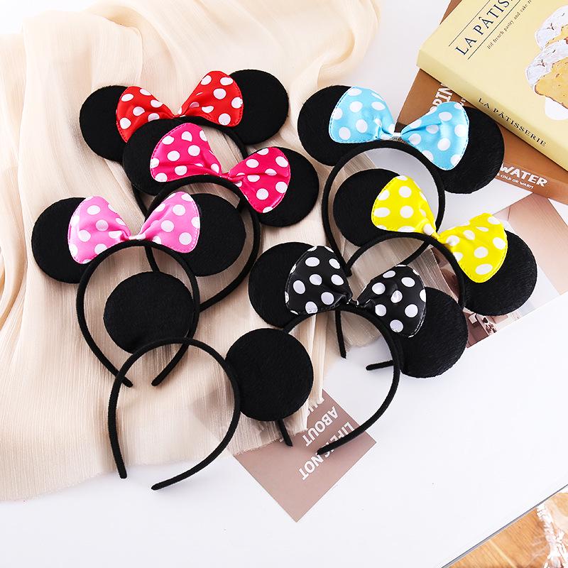 Mickey Mouse Ears Headband with Minnie Bow for Children's Festival and Party