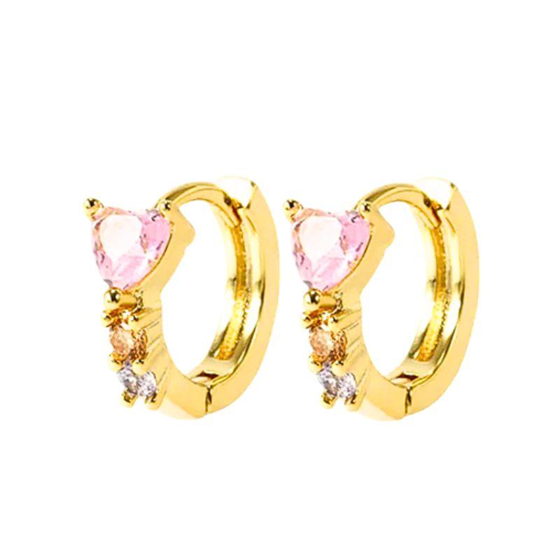 925 Silver Ear Needle Exquisite Heart Pendant Hoop Earrings Fashion Geometric Zircon Stud Earrings Women's Fine Jewelry