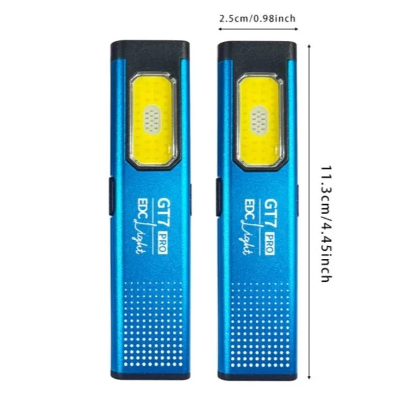 Pocket Keychain Flashlight USB-C Rechargeable Torch W/ Main Beam & COB Side Light Tail Magnet Torch for Outdoor EDC & Emergency
