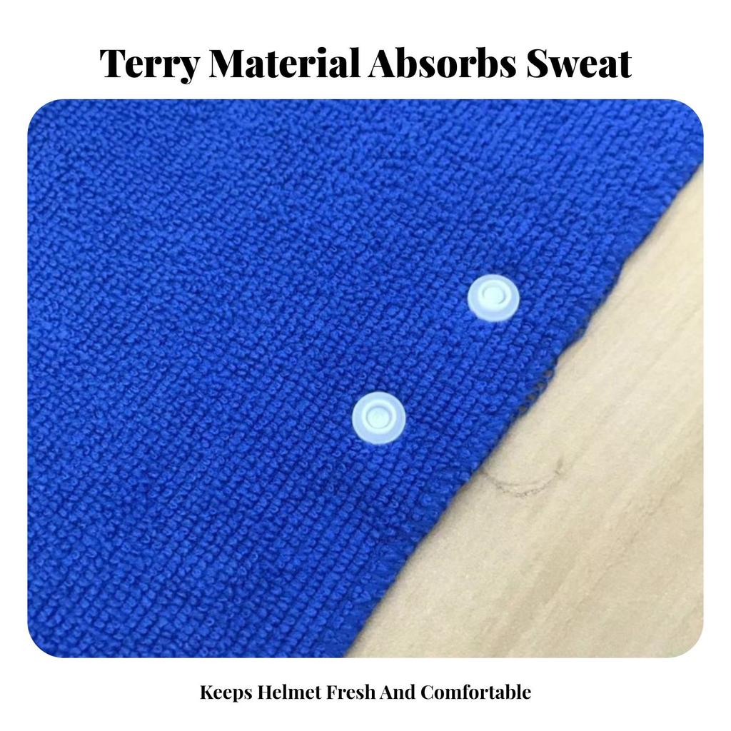 6 Pieces Blue Helmet Sweatband Absorbent Snap-Fastener-on