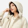 Li Ning Sports Trend Series Loose Hooded Solid Color Zipper Fleece Windbreaker Women Outerwear Oatmeal-Gray AFDUA84-1
