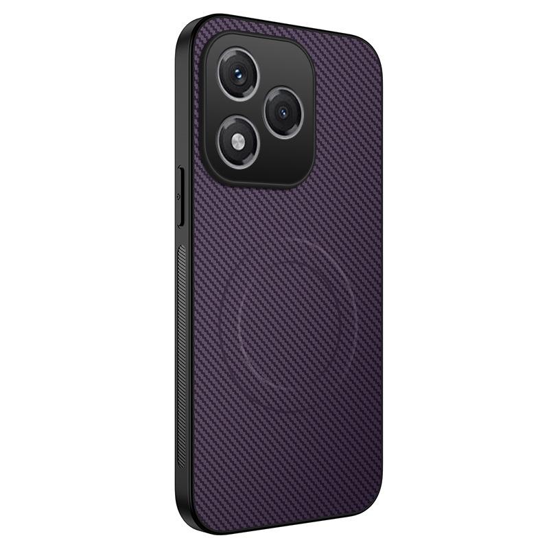 Redmi 13 4G Carbon Fiber Leather Texture Case with Full Lens and Drop Protection, Magsafe Compatible