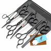 7.0-inch Black Baked Paint 5-piece Pet Grooming Scissors Set with Comb and Clippers