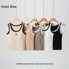 Women's Short Cotton Tank Top with Built-in Bra Pad - Slimming, Sleeveless, Pure & Sexy Style