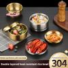 1Pc Korean Style Stainless Steel Rice Bowl 304 Double-layer Thick Durable Soup Bowl Child Small Size Home Cuisine