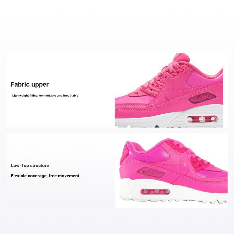 Nike Air Max 90 Ltr Retro Cushioning Non-Slip Durable Low-Top Running Shoes Kids Sneaker Fluorescent-Pink 724852-600