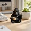Funny Gorilla Hippo Elephant Figurines Middle‑Finger Figurine with Coffee Cup Resin Animal Statue Novelty Desktop Home Decor for Living