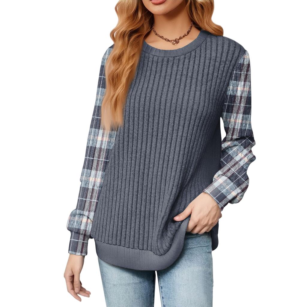 Fashionable Women's Long Sleeved Lightweight Sweater Loose Round Neck Top