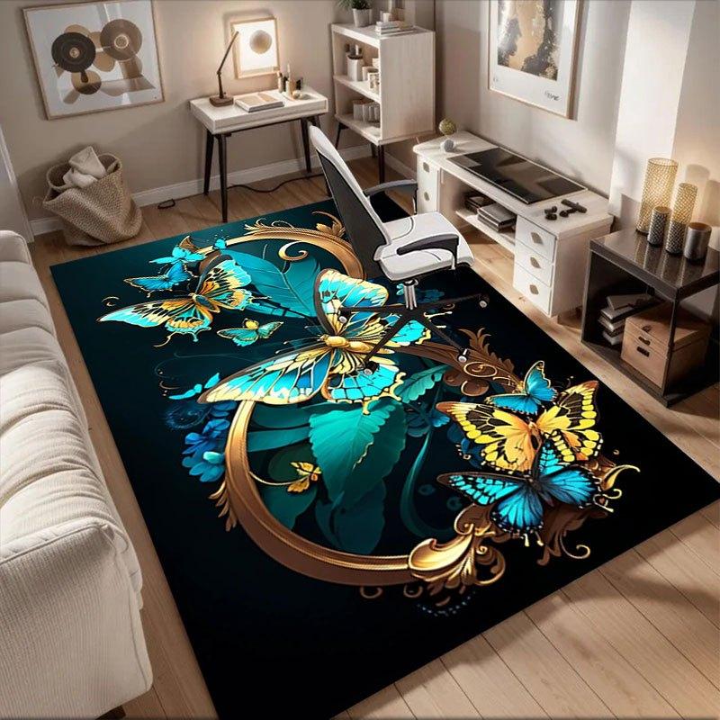 Golden Butterfly Frame Wall Art Decor Office Mat Home Decor Office Desk Chair Carpet for office ph146 60cm by 90cm