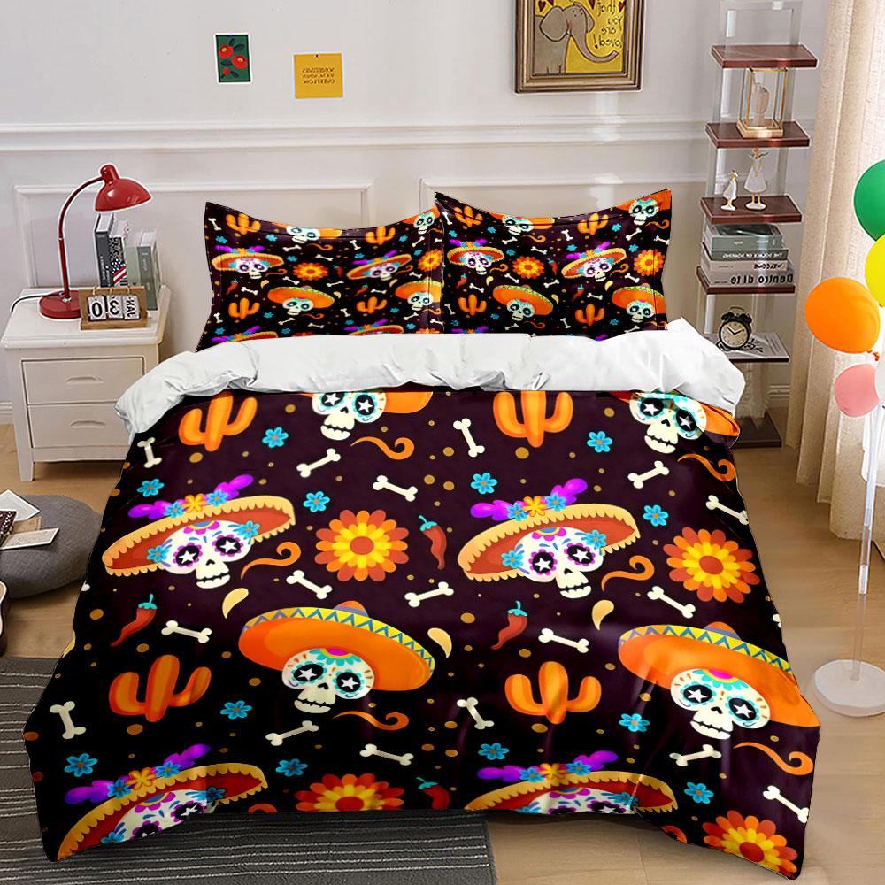 Mexican Skull Pattern Bedding Bedding Duvet Cover Set Duvet Cover Pillowcases (1 * Duvet Cover 2 * Pillowcases, Without Duvet Insert)