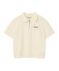 WACKY WILLY Women'S Typo Logo Half-Zip Short Sleeve Cream
