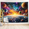 Cosmic Galaxy Tapestry,Vibrant Print with Colorful Planets, Nebula & Earth View from Space,Wall Hanging for Bedroom,Sci-Fi Decor