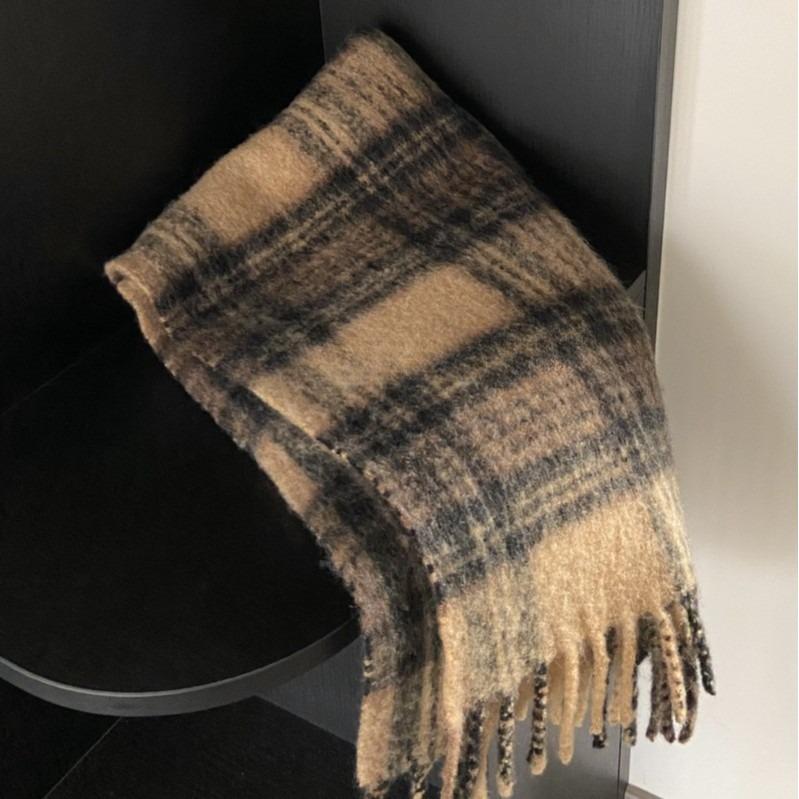 Karierter Schal Damen Winter Verdickt Mohair Imitation Kaschmir Warmer Schal Stola Europäisch und Amerikanisch Vielseitig