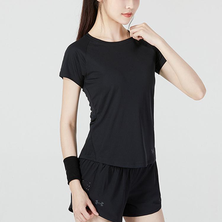 Under Armour Womens Training Series Solid Color Breathable Short Sleeve T-Shirt Women Tops Black 1363262-001