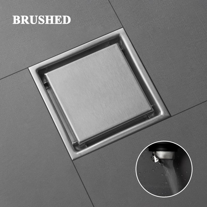 Bathroom Balcony Kitchen Stainless Steel Square Floor Drain Shower Drainers Multi-Color Style Invisible Tile Insert Floor Drains