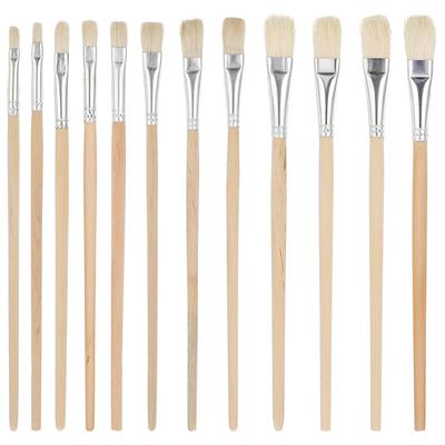 12 ks Akrylové štětce, Štětce na vodové barvy, Štětce na malování různých velikostí, Štětce na malování s dřevěnou rukojetí pro akryl, olej, umělecké detaily, Malování na kameny